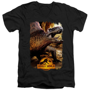 AN OFFCIALLY LICENSED JURASSIC WORLD DIMETRODON BEAUTY SHOT MEN'S V-NECK T-SHIRT BLACK