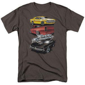 AN OFFCIALLY LICENSED FAST AND THE FURIOUS MUSCLE CAR SPLATTER MEN'S REGULAR FIT T-SHIRT CHARCOAL