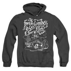 AN OFFCIALLY LICENSED FEAR AND LOATHING IN LAS VEGAS DESERT DRIVE MONO ADULT UNISEX HEATHER PULLOVER HOODIE BLACK