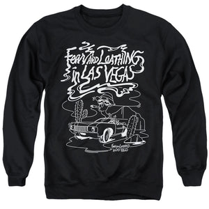 AN OFFCIALLY LICENSED FEAR AND LOATHING IN LAS VEGAS DESERT DRIVE MONO ADULT UNISEX CREWNECK SWEATSHIRT BLACK