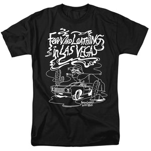 AN OFFCIALLY LICENSED FEAR AND LOATHING IN LAS VEGAS DESERT DRIVE MONO MEN'S REGULAR FIT T-SHIRT BLACK