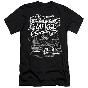 AN OFFCIALLY LICENSED FEAR AND LOATHING IN LAS VEGAS DESERT DRIVE MONO MEN'S PREMIUM SLIM FIT T-SHIRT BLACK