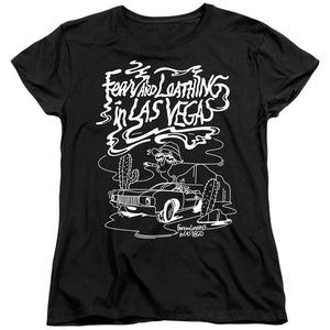 AN OFFCIALLY LICENSED FEAR AND LOATHING IN LAS VEGAS DESERT DRIVE MONO WOMEN'S REGULAR FIT T-SHIRT BLACK