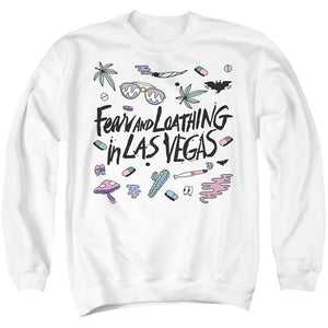 AN OFFCIALLY LICENSED FEAR AND LOATHING IN LAS VEGAS LOGO ADULT UNISEX CREWNECK SWEATSHIRT WHITE