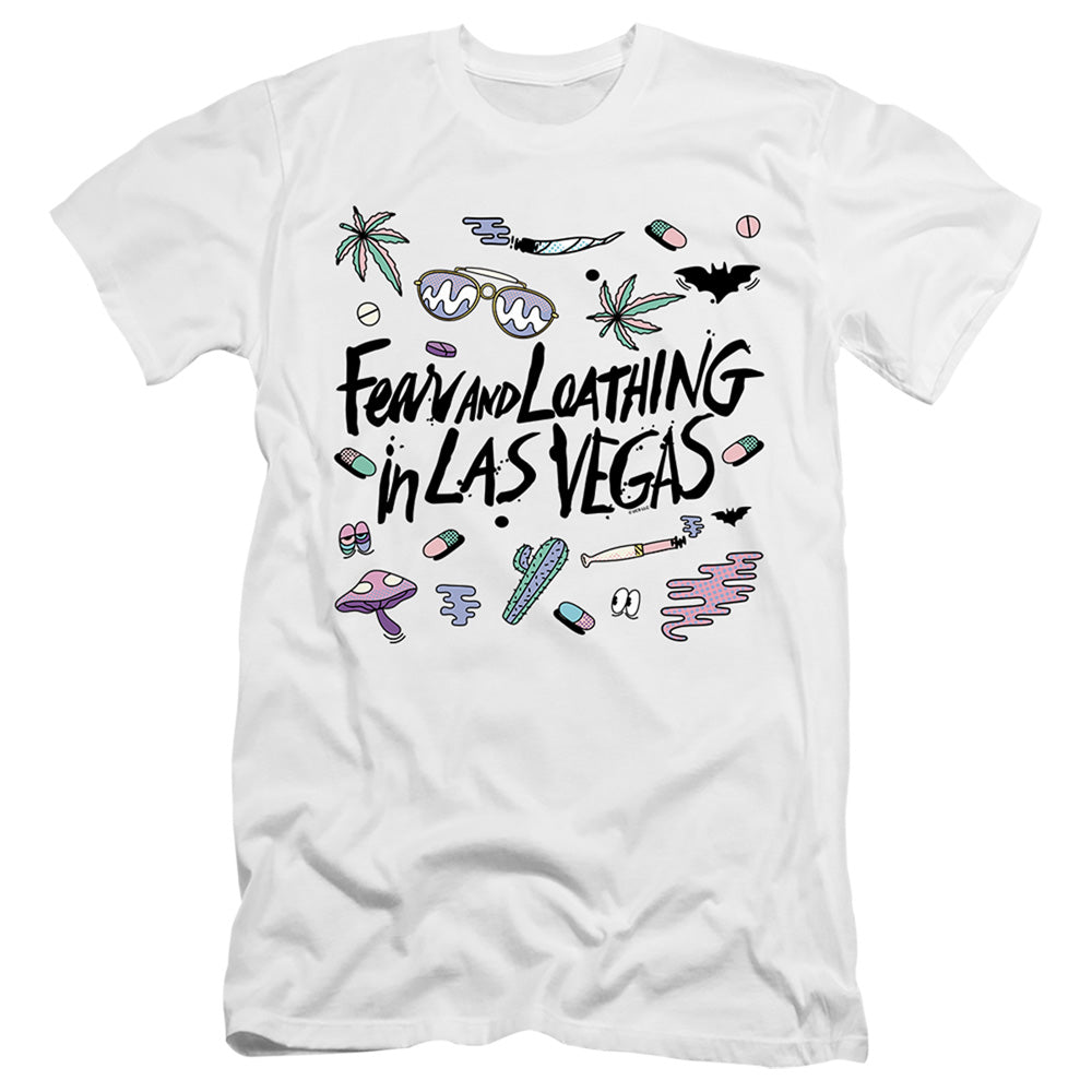 AN OFFCIALLY LICENSED FEAR AND LOATHING IN LAS VEGAS LOGO MEN'S PREMIUM SLIM FIT T-SHIRT WHITE