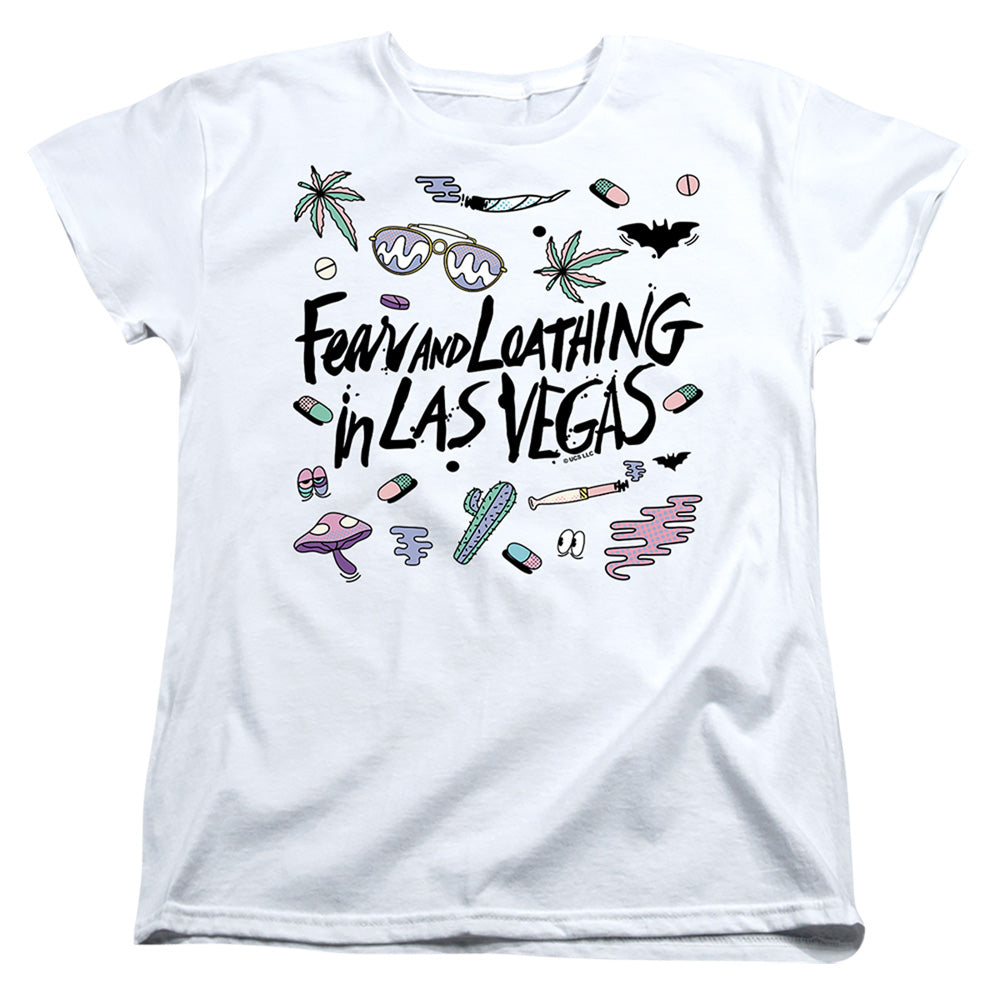 AN OFFCIALLY LICENSED FEAR AND LOATHING IN LAS VEGAS LOGO WOMEN'S REGULAR FIT T-SHIRT WHITE
