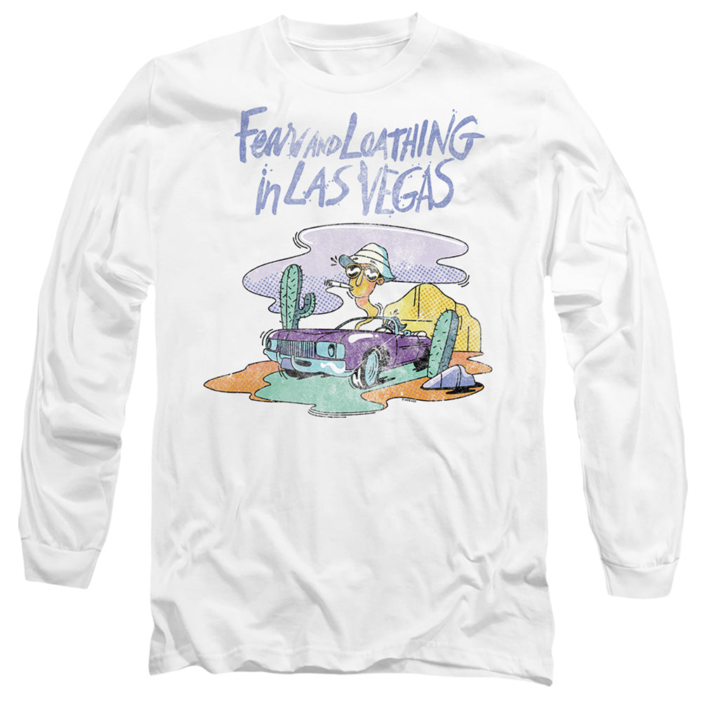 AN OFFCIALLY LICENSED FEAR AND LOATHING IN LAS VEGAS TRIPPY DRIVE MEN'S LONG SLEEVE T-SHIRT WHITE