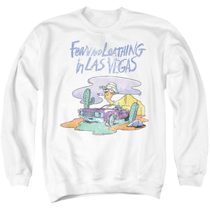 AN OFFCIALLY LICENSED FEAR AND LOATHING IN LAS VEGAS TRIPPY DRIVE ADULT UNISEX CREWNECK SWEATSHIRT WHITE
