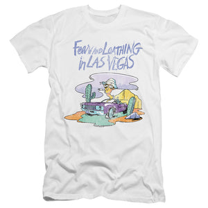 AN OFFCIALLY LICENSED FEAR AND LOATHING IN LAS VEGAS TRIPPY DRIVE MEN'S PREMIUM SLIM FIT T-SHIRT WHITE