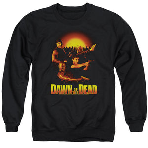 AN OFFCIALLY LICENSED DAWN OF THE DEAD DAWN COLLAGE ADULT UNISEX CREWNECK SWEATSHIRT BLACK