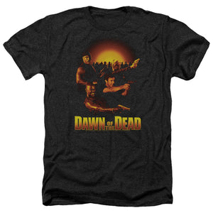AN OFFCIALLY LICENSED DAWN OF THE DEAD DAWN COLLAGE MEN'S HEATHER T-SHIRT CHARCOAL