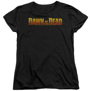 AN OFFCIALLY LICENSED DAWN OF THE DEAD DAWN LOGO WOMEN'S REGULAR FIT T-SHIRT BLACK