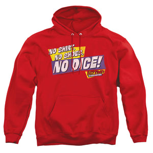 AN OFFCIALLY LICENSED FAST TIMES RIDGEMONT HIGH NO DICE ADULT UNISEX PULLOVER HOODIE RED
