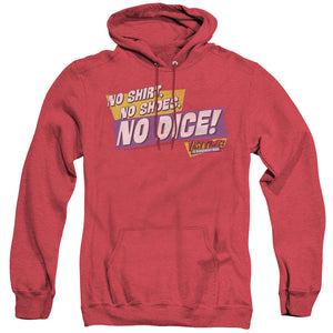 AN OFFCIALLY LICENSED FAST TIMES RIDGEMONT HIGH NO DICE ADULT UNISEX HEATHER PULLOVER HOODIE RED