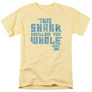 AN OFFCIALLY LICENSED JAWS SWALLOW YOU WHOLE MEN'S REGULAR FIT T-SHIRT BANANA