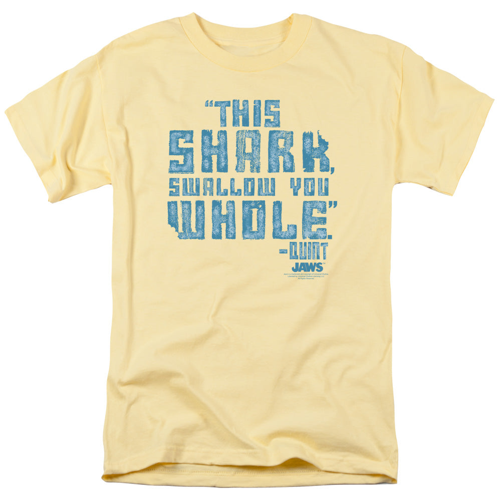 AN OFFCIALLY LICENSED JAWS SWALLOW YOU WHOLE MEN'S REGULAR FIT T-SHIRT BANANA