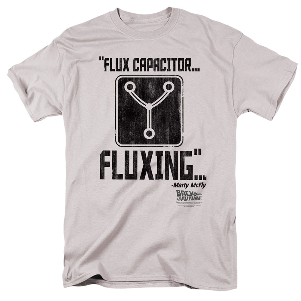 AN OFFCIALLY LICENSED BACK TO THE FUTURE FLUXING MEN'S REGULAR FIT T-SHIRT SILVER