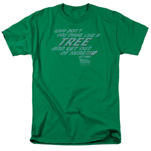 AN OFFCIALLY LICENSED BACK TO THE FUTURE MAKE LIKE A TREE MEN'S REGULAR FIT T-SHIRT KELLY GREEN