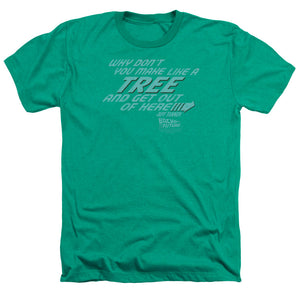 AN OFFCIALLY LICENSED BACK TO THE FUTURE MAKE LIKE A TREE MEN'S HEATHER T-SHIRT KELLY GREEN