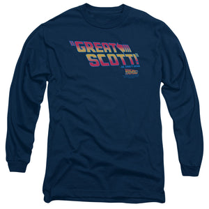 AN OFFCIALLY LICENSED BACK TO THE FUTURE GREAT SCOTT MEN'S LONG SLEEVE T-SHIRT NAVY