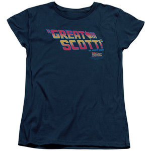 AN OFFCIALLY LICENSED BACK TO THE FUTURE GREAT SCOTT WOMEN'S REGULAR FIT T-SHIRT NAVY