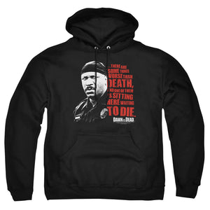 AN OFFCIALLY LICENSED DAWN OF THE DEAD WORSE THAN DEATH ADULT UNISEX PULLOVER HOODIE BLACK
