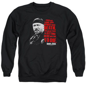 AN OFFCIALLY LICENSED DAWN OF THE DEAD WORSE THAN DEATH ADULT UNISEX CREWNECK SWEATSHIRT BLACK