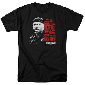 AN OFFCIALLY LICENSED DAWN OF THE DEAD WORSE THAN DEATH MEN'S REGULAR FIT T-SHIRT BLACK