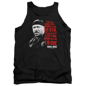 AN OFFCIALLY LICENSED DAWN OF THE DEAD WORSE THAN DEATH ADULT UNISEX TANK TOP BLACK
