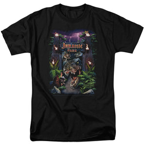 AN OFFCIALLY LICENSED JURASSIC PARK WELCOME TO THE PARK MEN'S REGULAR FIT T-SHIRT BLACK