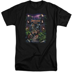 AN OFFCIALLY LICENSED JURASSIC PARK WELCOME TO THE PARK MEN'S TALL FIT T-SHIRT BLACK