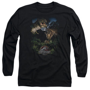 AN OFFCIALLY LICENSED JURASSIC PARK HAPPY FAMILY MEN'S LONG SLEEVE T-SHIRT BLACK