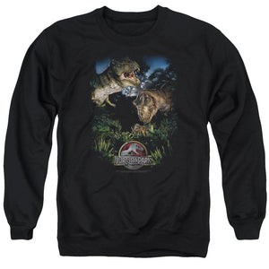 AN OFFCIALLY LICENSED JURASSIC PARK HAPPY FAMILY ADULT UNISEX CREWNECK SWEATSHIRT BLACK