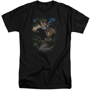 AN OFFCIALLY LICENSED JURASSIC PARK HAPPY FAMILY MEN'S TALL FIT T-SHIRT BLACK