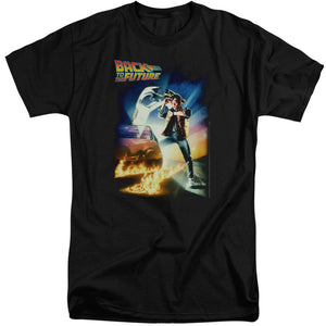 AN OFFCIALLY LICENSED BACK TO THE FUTURE POSTER MEN'S TALL FIT T-SHIRT BLACK