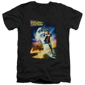 AN OFFCIALLY LICENSED BACK TO THE FUTURE POSTER MEN'S V-NECK T-SHIRT BLACK