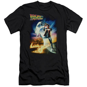 AN OFFCIALLY LICENSED BACK TO THE FUTURE POSTER MEN'S PREMIUM SLIM FIT T-SHIRT BLACK