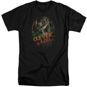 AN OFFCIALLY LICENSED JURASSIC PARK CLEVER GIRL MEN'S TALL FIT T-SHIRT BLACK