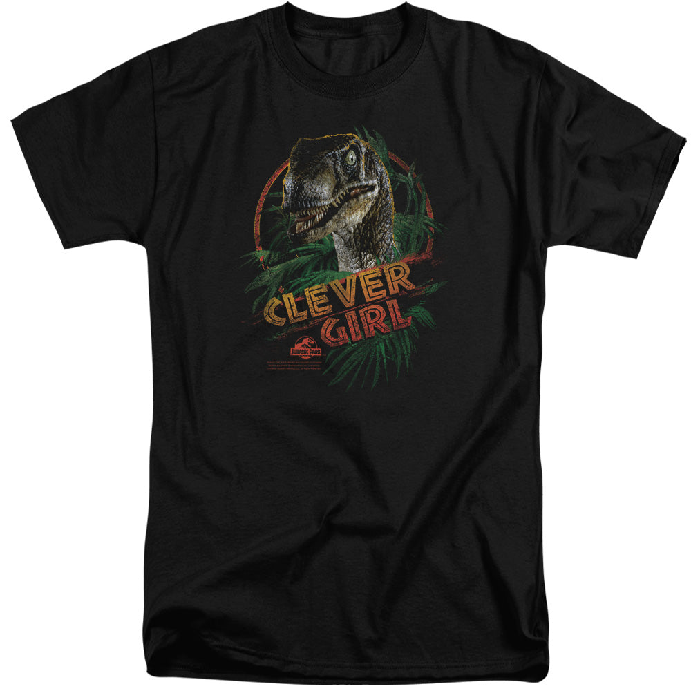 AN OFFCIALLY LICENSED JURASSIC PARK CLEVER GIRL MEN'S TALL FIT T-SHIRT BLACK
