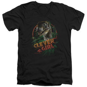 AN OFFCIALLY LICENSED JURASSIC PARK CLEVER GIRL MEN'S V-NECK T-SHIRT BLACK