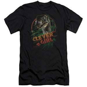 AN OFFCIALLY LICENSED JURASSIC PARK CLEVER GIRL MEN'S PREMIUM SLIM FIT T-SHIRT BLACK