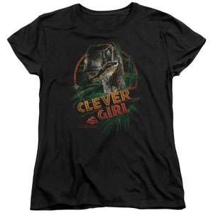 AN OFFCIALLY LICENSED JURASSIC PARK CLEVER GIRL WOMEN'S REGULAR FIT T-SHIRT BLACK
