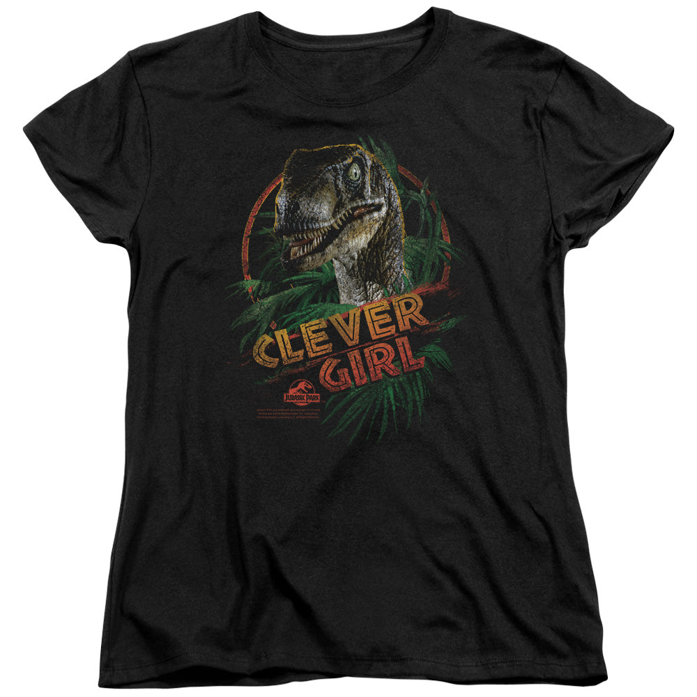 AN OFFCIALLY LICENSED JURASSIC PARK CLEVER GIRL WOMEN'S REGULAR FIT T-SHIRT BLACK