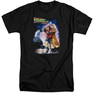 AN OFFCIALLY LICENSED BACK TO THE FUTURE II POSTER MEN'S TALL FIT T-SHIRT BLACK