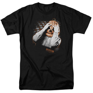 AN OFFCIALLY LICENSED HALLOWEEN III PUMPKIN MASK MEN'S REGULAR FIT T-SHIRT BLACK