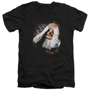 AN OFFCIALLY LICENSED HALLOWEEN III PUMPKIN MASK MEN'S V-NECK T-SHIRT BLACK