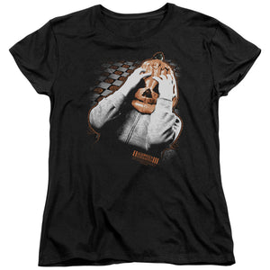 AN OFFCIALLY LICENSED HALLOWEEN III PUMPKIN MASK WOMEN'S REGULAR FIT T-SHIRT BLACK
