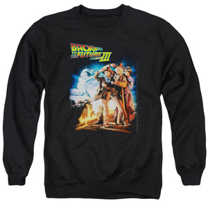 AN OFFCIALLY LICENSED BACK TO THE FUTURE III POSTER ADULT UNISEX CREWNECK SWEATSHIRT BLACK