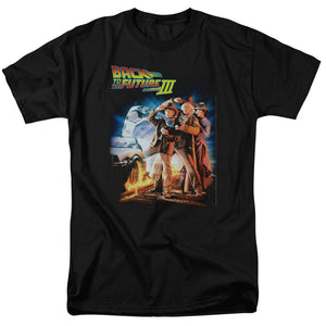 AN OFFCIALLY LICENSED BACK TO THE FUTURE III POSTER MEN'S REGULAR FIT T-SHIRT BLACK