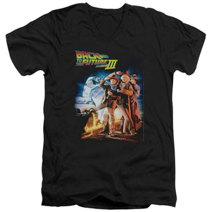 AN OFFCIALLY LICENSED BACK TO THE FUTURE III POSTER MEN'S V-NECK T-SHIRT BLACK